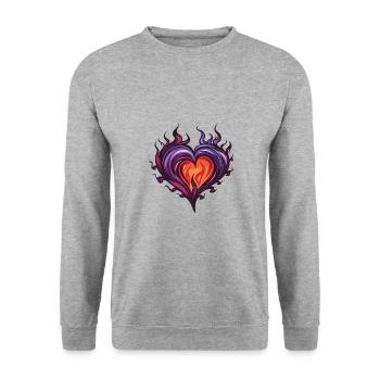 Cœur Flamme Feu Amour - Sweat-shirt Unisexe - gris chiné - Devant - Alina (178cm) & Michal (187cm)