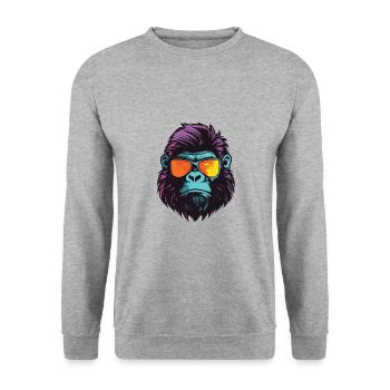 Gorilla Hipster Cool Party - Unisex Pullover - Weißgrau meliert - Vorne - Alina (178cm) & Michal (187cm)