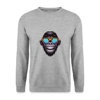 Monkey Hipster Cool Party - Unisex Sweatshirt - salt & pepper - Front - Alina (178cm) & Michal (187cm)