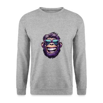 Monkey Head Funny Monkey Party - Unisex Sweatshirt - salt & pepper - Front - Alina (178cm) & Michal (187cm)
