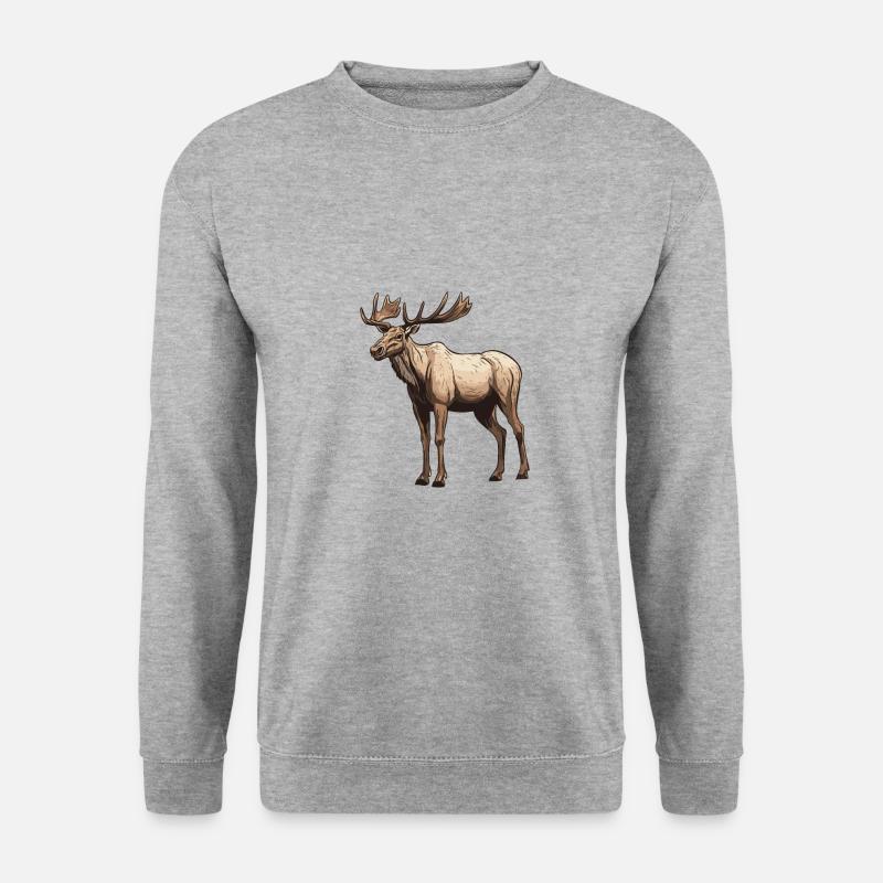 Elch Tier - Unisex Pullover - Weißgrau meliert