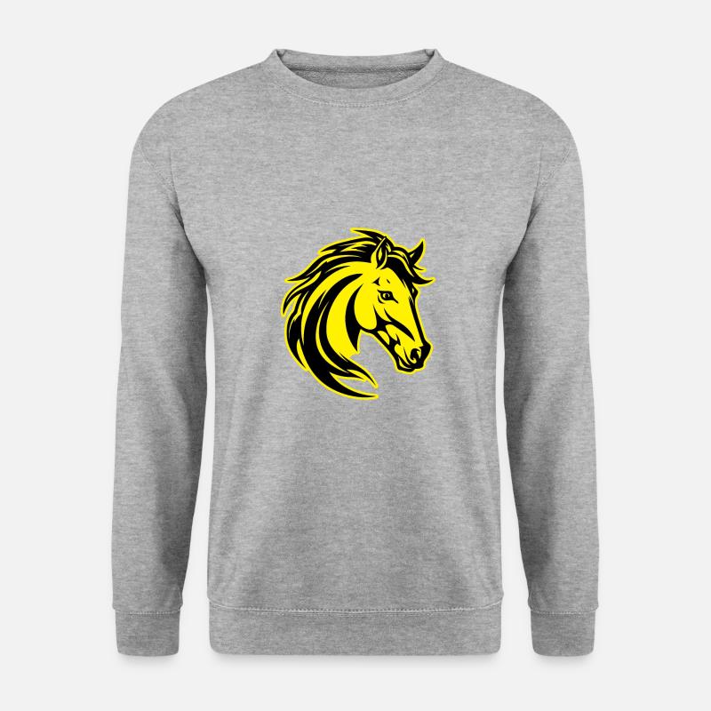 Pferd Tier Porträt - Unisex Pullover - Weißgrau meliert