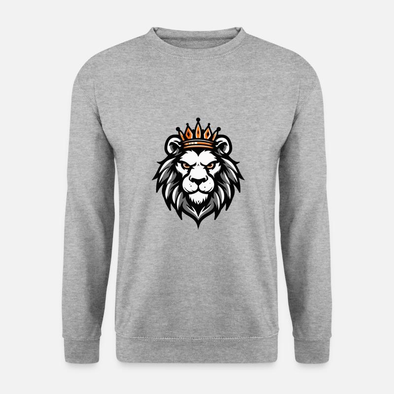 Löwe Kopf Krone - Unisex Pullover - Weißgrau meliert