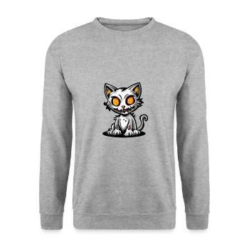 Halloween Cat Cat - Unisex Sweatshirt - salt & pepper - Front - Alina (178cm) & Michal (187cm)