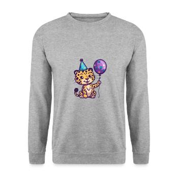 Leopard Birthday Baby - Unisex Sweatshirt - salt & pepper - Front - Alina (178cm) & Michal (187cm)