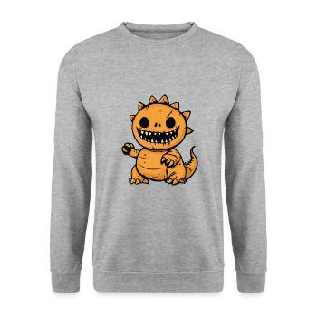 Dinosaurier stegosaurus Halloween Comic Lustig - Unisex Pullover - Weißgrau meliert - Vorne - Alina (178cm) & Michal (187cm)