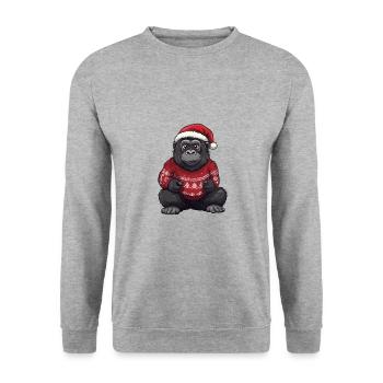 Bande dessinée de Noël Gorille - Sweat-shirt Unisexe - gris chiné - Devant - Alina (178cm) & Michal (187cm)