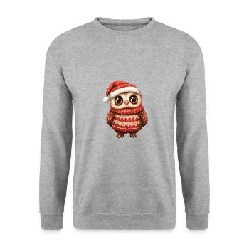 Eule Weihnachten Comic - Unisex Pullover - Weißgrau meliert - Vorne - Alina (178cm) & Michal (187cm)