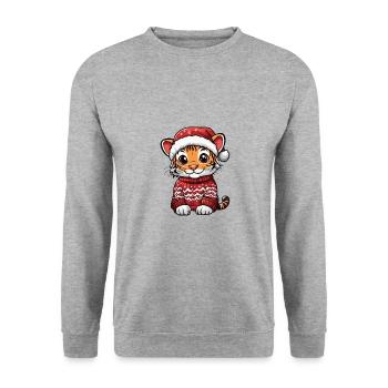 Bande dessinée de Noël Tigre - Sweat-shirt Unisexe - gris chiné - Devant - Alina (178cm) & Michal (187cm)