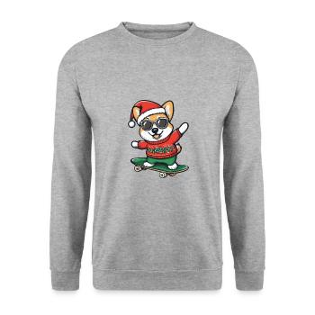 Corgi Dog Christmas Skateboard - Unisex Sweatshirt - salt & pepper - Front - Alina (178cm) & Michal (187cm)