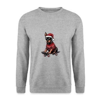 Doberman Dog Christmas Skateboard - Unisex Sweatshirt - salt & pepper - Front - Alina (178cm) & Michal (187cm)