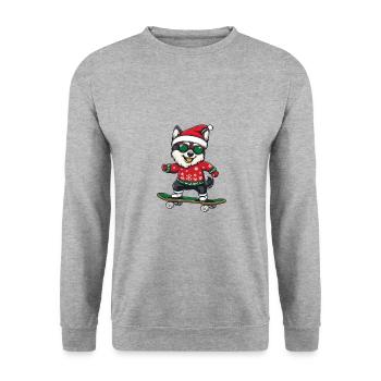 Planche à roulettes de Noël Husky Dog - Sweat-shirt Unisexe - gris chiné - Devant - Alina (178cm) & Michal (187cm)