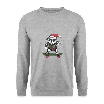Dogue Argentino Chien Noël Skateboard - Sweat-shirt Unisexe - gris chiné - Devant - Alina (178cm) & Michal (187cm)