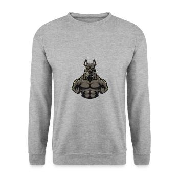 Great Dane Hund Muskeln Fitness - Unisex Pullover - Weißgrau meliert - Vorne - Alina (178cm) & Michal (187cm)