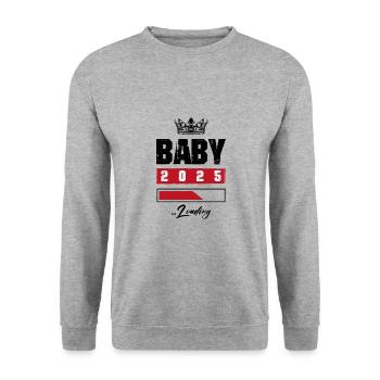 Baby 2025 Loading - Unisex Pullover - Weißgrau meliert - Vorne - Alina (178cm) & Michal (187cm)