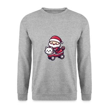 Cat Santa Claus - Unisex Sweatshirt - salt & pepper - Front - Alina (178cm) & Michal (187cm)