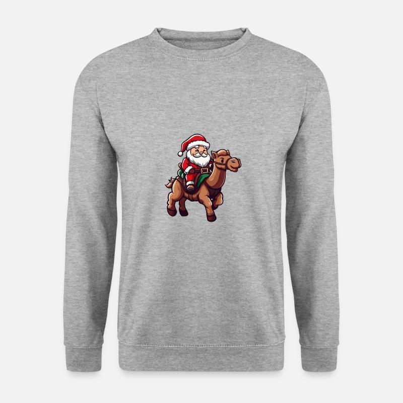 Kamel Weihnachtsmann - Unisex Pullover - Weißgrau meliert
