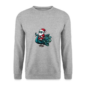 Paon Oiseau Père Noël - Sweat-shirt Unisexe - gris chiné - Devant - Alina (178cm) & Michal (187cm)