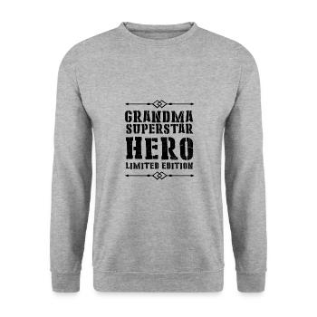 Best Granny Heroine Saying - Unisex Sweatshirt - salt & pepper - Front - Alina (178cm) & Michal (187cm)
