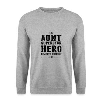 Best Aunt Heroine Saying - Unisex Sweatshirt - salt & pepper - Front - Alina (178cm) & Michal (187cm)