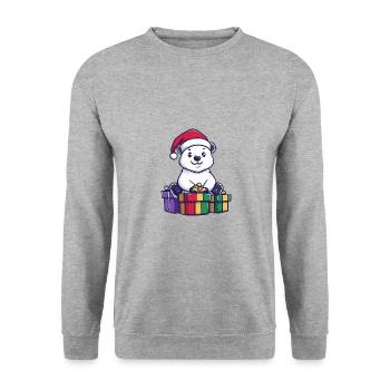 Ours polaire Cadeaux de Noël Ours polaire - Sweat-shirt Unisexe - gris chiné - Devant - Alina (178cm) & Michal (187cm)