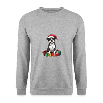 Staffordshire Bull Terrier Chien Noël - Sweat-shirt Unisexe - gris chiné - Devant - Alina (178cm) & Michal (187cm)