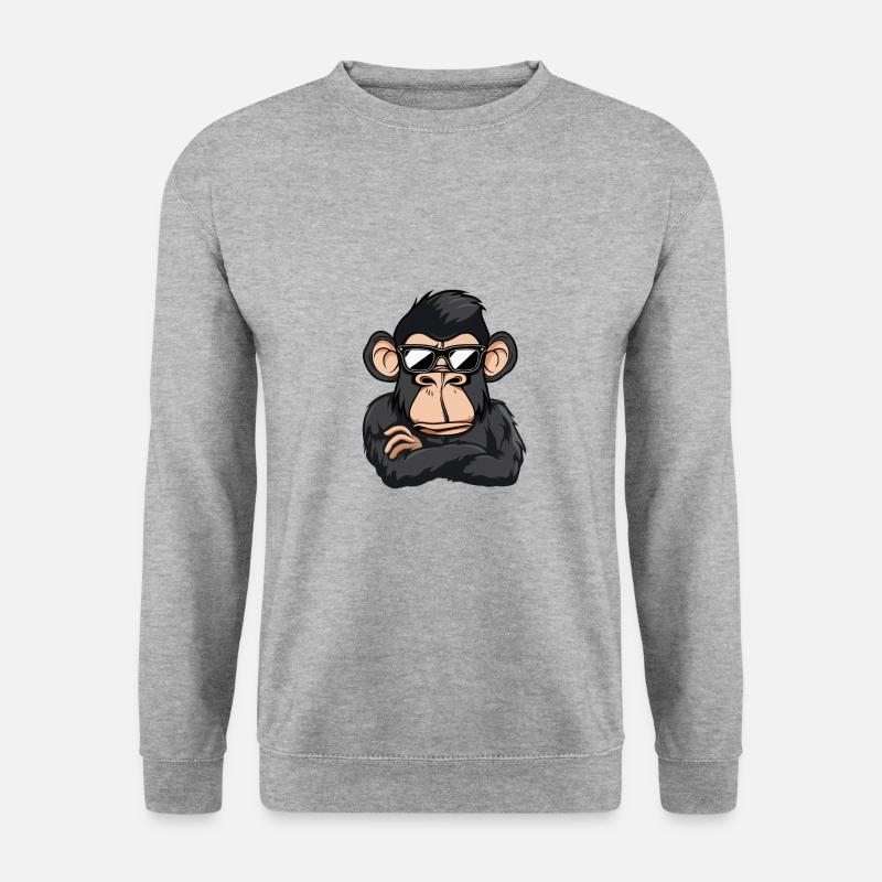 Affe Tier - Unisex Pullover - Weißgrau meliert