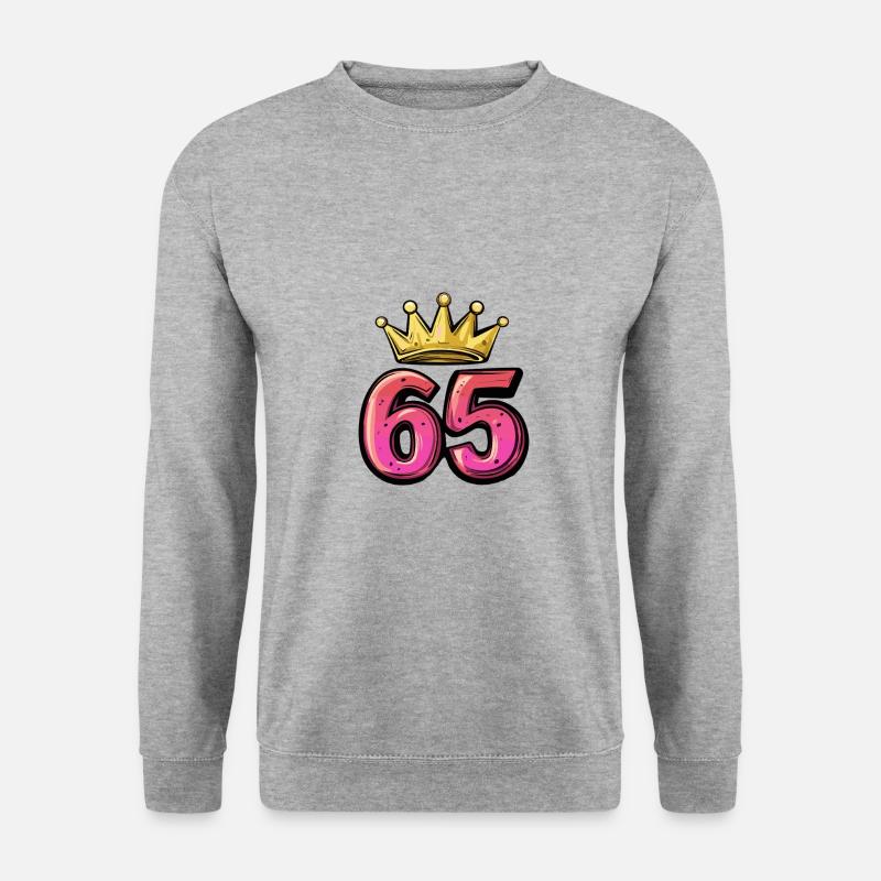 65 Zahl Krone - Unisex Pullover - Weißgrau meliert