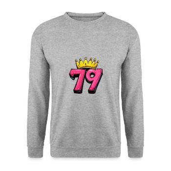 79 Number Krone - Unisex Sweatshirt - salt & pepper - Front - Alina (178cm) & Michal (187cm)