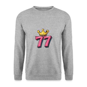 77 Number Krone - Unisex Sweatshirt - salt & pepper - Front - Alina (178cm) & Michal (187cm)
