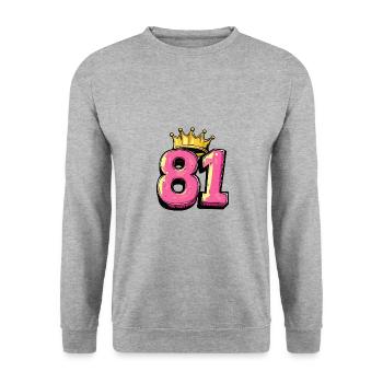 81 Number Krone - Unisex Sweatshirt - salt & pepper - Front - Alina (178cm) & Michal (187cm)