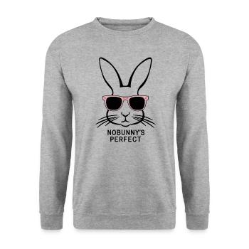 Silhouette de lapin cool « Nobunny est parfait » - Sweat-shirt Unisexe - gris chiné - Devant - Alina (178cm) & Michal (187cm)