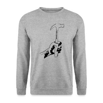 Marteau de charpentier Silhouette Minimaliste Zimmerma - Sweat-shirt Unisexe - gris chiné - Devant - Alina (178cm) & Michal (187cm)