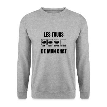les tours de mon chat - Sweat-shirt Unisexe - gris chiné - Devant - Alina (178cm) & Michal (187cm)