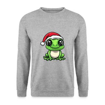 Frosch Weihnachten Christmas - Unisex Pullover - Weißgrau meliert - Vorne - Alina (178cm) & Michal (187cm)