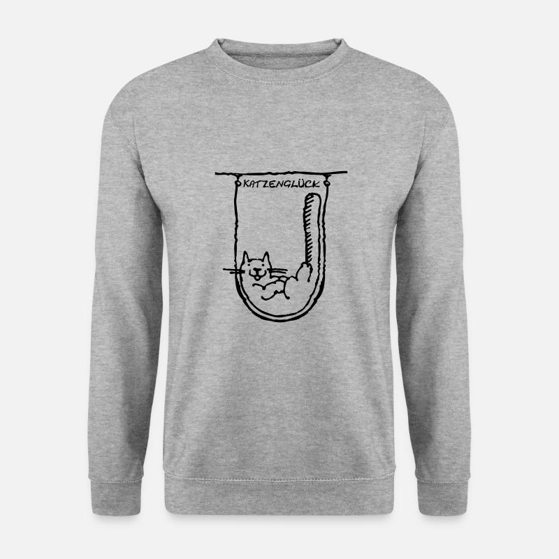 Katzenglück - Unisex Pullover - Weißgrau meliert