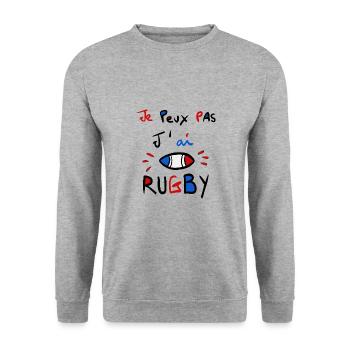 Ich kann nicht, ich habe Rugby - Unisex Pullover - Weißgrau meliert - Vorne - Alina (178cm) & Michal (187cm)