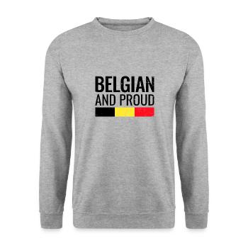 Belgian and proud Belgian flag - Unisex Sweatshirt - salt & pepper - Front - Alina (178cm) & Michal (187cm)