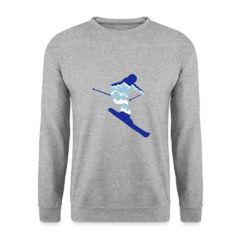 Skier and mountain silhouette - skiing, skiing - Unisex Sweatshirt - salt & pepper - Front - Alina (178cm) & Michal (187cm)