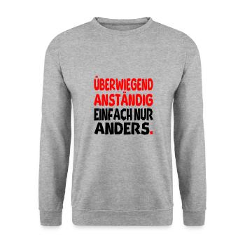 Anständig einfach nur anders II - Unisex Pullover - Weißgrau meliert - Vorne - Alina (178cm) & Michal (187cm)