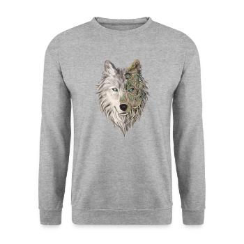 tête de loup - Sweat-shirt Unisexe - gris chiné - Devant - Alina (178cm) & Michal (187cm)