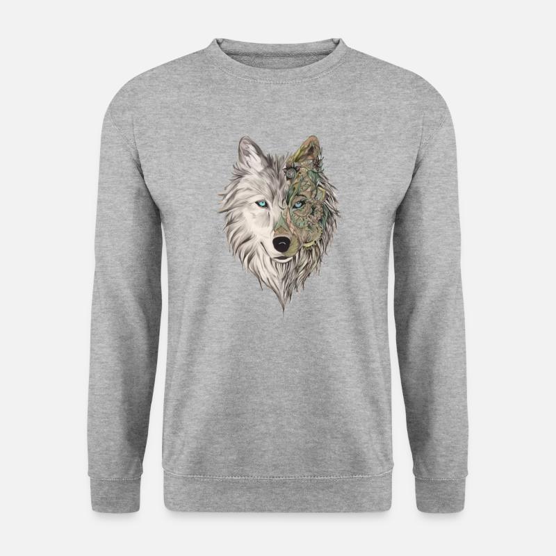 Wolfskopf - Unisex Pullover - Weißgrau meliert