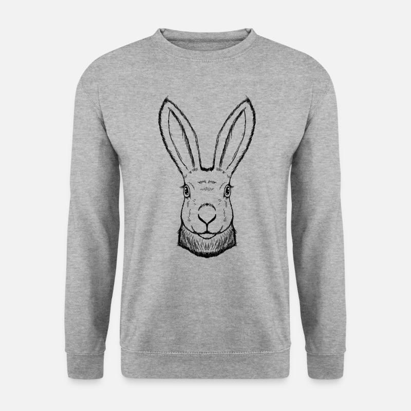 Rabbit drawn, handmade, Easter - Unisex Sweatshirt - salt & pepper