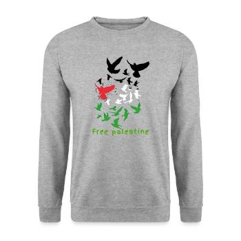 Palestine libre, colombes, liberté, guerre, Palestine - Sweat-shirt Unisexe - gris chiné - Devant - Alina (178cm) & Michal (187cm)