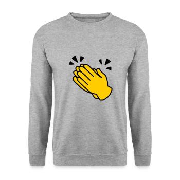 Emoji Applaus Skizze Farbe - Unisex Pullover - Weißgrau meliert - Vorne - Alina (178cm) & Michal (187cm)