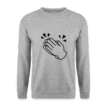 Emoji Applaus Skizze schwarz - Unisex Pullover - Weißgrau meliert - Vorne - Alina (178cm) & Michal (187cm)