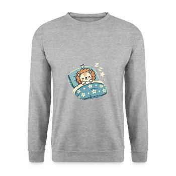 Lion Sleeping In Bed At Night Time - Unisex Pullover - Weißgrau meliert - Vorne - Alina (178cm) & Michal (187cm)
