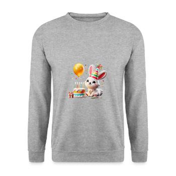 Bunny Kid Celebrating Birthday - Unisex Pullover - Weißgrau meliert - Vorne - Alina (178cm) & Michal (187cm)