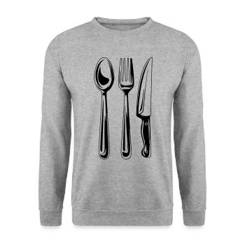 cutlery symbol - Unisex Sweatshirt - salt & pepper - Front - Alina (178cm) & Michal (187cm)