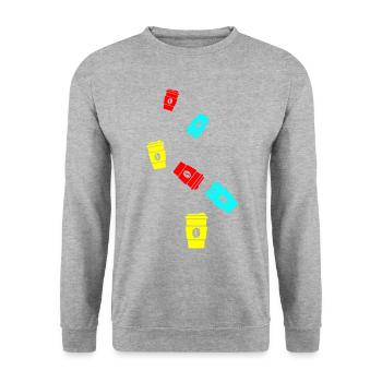 Kaffee Symbol - Unisex Pullover - Weißgrau meliert - Vorne - Alina (178cm) & Michal (187cm)